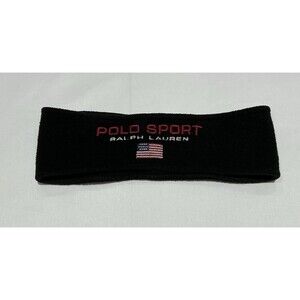 Polo Sport Ralph Lauren Vintage Fleece Headband One Size Black Made In USA 90s